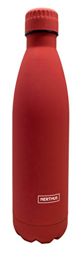 NERTHUS FIH 611 611-Thermos a Doppia Parete per Freddo e Caldo. Design Rosso di Acciaio Inossidabile Senza BPA. Tappo ermetico, Rojo, 750 ml