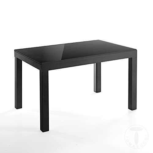 tavolo allungabile fino a 350 cm VETRO NERO soggiorno moderno salvaspazio sala design LONG - BLACK Tomasucci