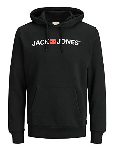 JACK & JONES Jjecorp Logo Sweat Hood Noos 12137054 Felpe con Cappuccio, Black, M Uomo