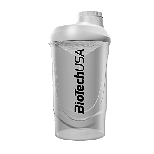 BioTechUSA Wave Shaker, Shaker per frullati di proteine ​​e aminoacidi, senza BPA, facile da pulire, 600 ml, Trasparente