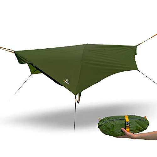 outdoorer Trek Forest - Tenda da amaca impermeabile con protezione dalle zanzare e telone – l'innovativa tenda da amaca combinata per lettino diagonale