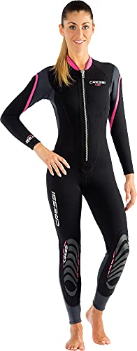 Cressi Lei Monopiece Wetsuit 2.5mm - Muta Monopezzo per snorkeling, nuoto e sport acquatici, in Neoprene Ultra Stretch 2.5mm, per Donna, Nero/Grigio/Rosa, S