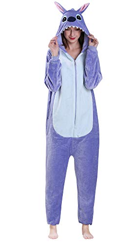 Yimidear Unisex Pigiama Adulto Animale Cosplay Halloween Costume Attrezzatura (Blue Stitch, M)