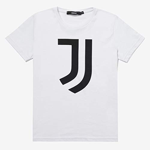 JUVENTUS T-Shirt Bianca con Logo Nero - 100% Originale - 100% Prodotto Ufficicale - Bambino - Scegli la Taglia (Taglia 10 Anni)