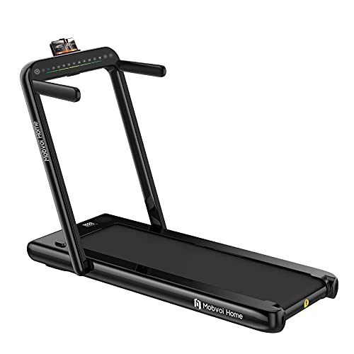 Mobvoi Treadmill Black, Home Tapis roulant, pieghevole, altoparlante Bluetooth integrato, telecomando, macchina per camminare e correre per esercizi di fitness da casa al coperto, nero, L