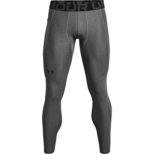 Under Armour HeatGear Pantaloni Leggings Sportivi, Uomo, Grigio (Carbon Heather/Black), M