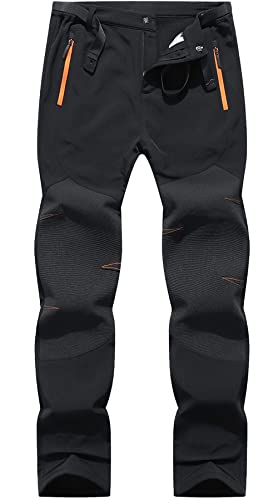 BenBoy Pantaloni Trekking Uomo Invernali Impermeabile Sci Softshell Pantaloni Termici Neve Caldo Montagna Escursionismo Pantaloni Outdoor KZ3028M-Black-L