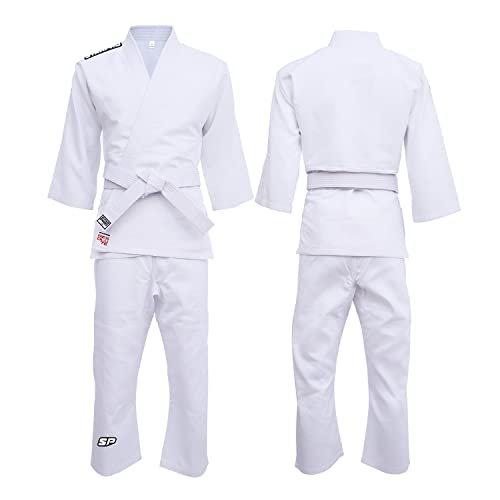 Starpro Kimono Bambini Judo GI 250 Grammi Com Miscela di Cotone Premium. Uniforme Professionale per Allenamento e Competizioni - Biano - Bambina e Bambino - 100cm-170 cm - Senza Cintura