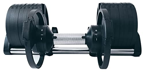BRAINGAIN Manubrio regolabile 9 in 1, 32 kg, 2-32 kg, nero (meccanismo di bloccaggio facile sicurezza), attrezzatura per palestra e fitness (1 x 32 kg)