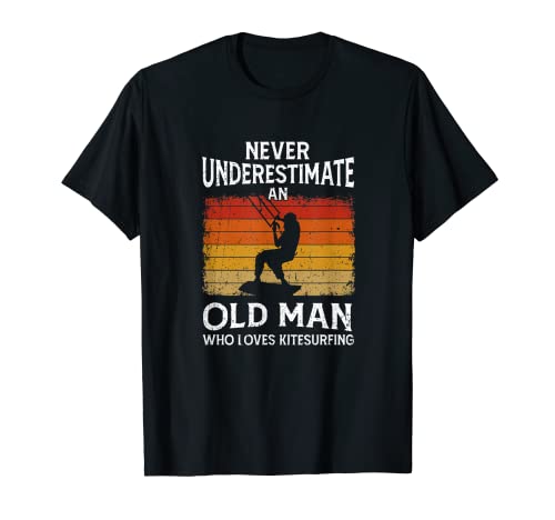 Uomo Non sottovalutare mai un vecchio che ama il kitesurf Maglietta