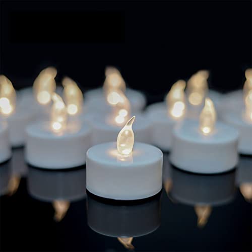 TEECOO Candele a LED,24pezzi realistico a batteria falso candela calda luce bianco del bulbo,ultimi 100 + ore,si può il compleanno,Halloween o altre occasioni essere ampiamente（calda luce bianco）