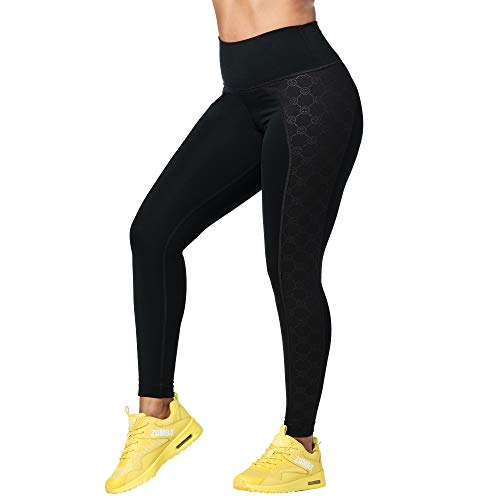 Zumba Comfy Elastici Fitness Leggings a Vita Alta Fitness Pantaloni Donna da Allenamento, Bold Black 8, XS