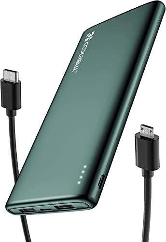 Coolreall Power Bank 10000mAh, [Sottile & Leggero] Caricatore Portatile, Batteria Esterna PowerBank con USB C Uscita/Ingressi (3.0A) & 2 Uscite (2.4A), Compatibile per iPhone, Samsung, Huawei, Xiaomi