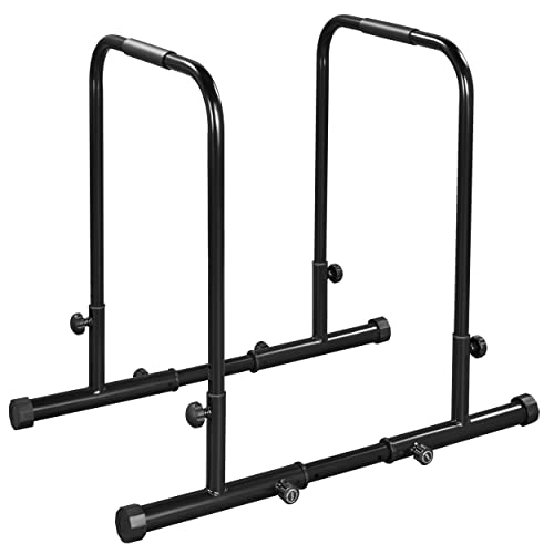 Yaheetech Dip Barre Parallele Fitness Dip Bar Stand Station Regolabile per Calisthenics/Stretching/Addominali in Acciaio Nero