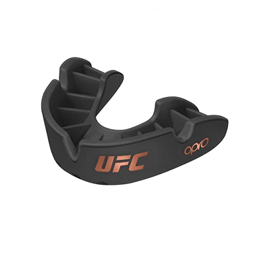 Opro New Bronze Level UFC - Paradenti sportivo per adulti e ragazzi, con custodia e dispositivo di montaggio, paradenti per UFC, MMA, boxe, BJJ e altri sport da combattimento (nero, adulto)