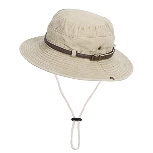 EKMTBJXY Cappello da Sole Uomo Cappello da Pescatore Estivo Anti UV Tesa Larga Bucket Hat, Cappello Safari in Pieghevole per Campeggio, Pesca, Trekking