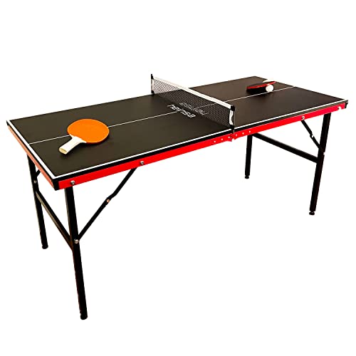 heinsa Mini tavolo da ping pong da interni, pieghevole, con racchetta da ping pong e borsa per il trasporto, tavolo da ping pong pieghevole, 150 x 67 x cm