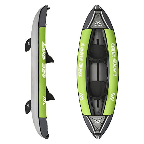 AM AQUA MARINA Kayak Gonfiabile a 2 posti in Set LAXO-320 2020 10'6 “Canoa Kayak per 2 Persone con pagaia, Pompa, Borsa 320 x 95 cm Verde/Nero