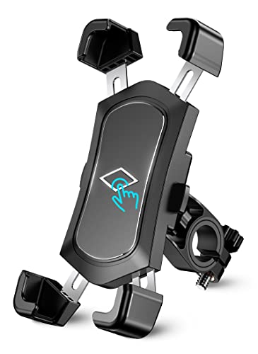 Mohard Porta Cellulare Bici, Porta Cellulare Moto in Acciaio Inox Anti-Shake, Staccabile & Ruotabile a 360° Supporto Telefono Bicicletta Compatible con iPhone 14 Pro Max/13/12, 4.5-7.2' Telefoni