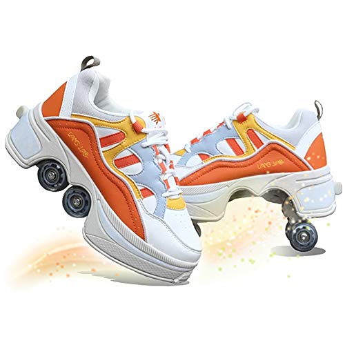 Scarpe con Rotelle Pattini A Rotelle 4 Ruote LED Skateboard Sneakers Scarpe Sportive con Rotelle Pattini in Linea per Adulti Unisex