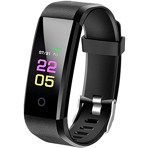 Fitness Tracker impermeabile IP67, braccialetto fitness con schermo a colori da 0,96 pollici tracker attività, monitoraggio del sonno contapassi orologio smart watch per bambini uomini e donne (Nero)