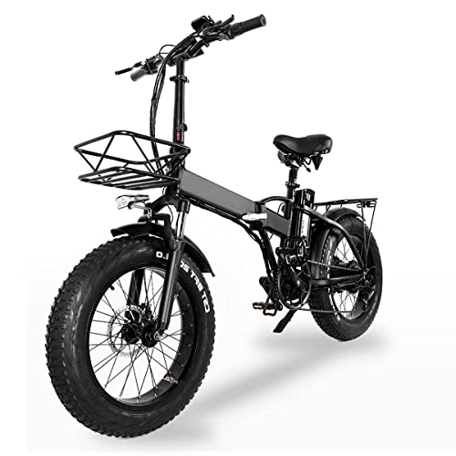 Fat bike elettrica pieghevole, batteria 48V 15Ah, 20*4 pollici, durata della batteria assistita fino a 60-80Km, avvio con un solo pulsante, cruise control, mountain bike per adulti (modello: GW20)