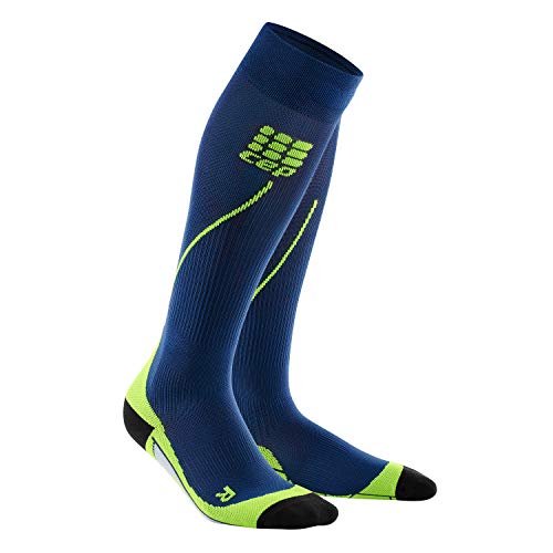 CEP - RUN SOCKS 2.0 da uomo | Calze lunghe da corsa con effetto compressivo | Calze compressione graduata uomo | calze running uomo | blu/verde | Taglia III