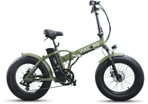 DME Bike, Vulcano S-Type, (Verde) Bicicletta Fat-Bike Elettrica Pieghevole a Pedalata Assistita 20' 250W 36V. Sella in gel memory e ribaltabile, chiusure top-Security e Telaio resistente in alluminio