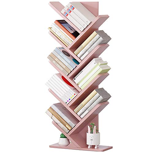 LJFYXZ Libreria ad Albero Scaffale per Libri a 3/4/5 Livelli, Espositore in Legno per Soggiorno, Risparmio di Spazio Scaffale Fai da Te (Color : Pink, Size : 44x20x132cm)