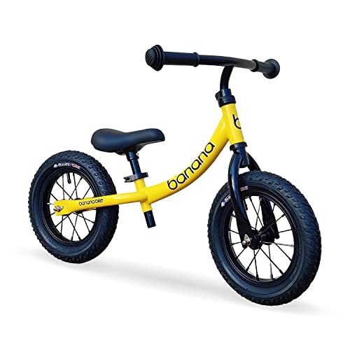 Banana GT Balance Bike - Bici leggera per bambini e bambine di 2, 3, 4 e 5 anni - Bici senza pedali per bambini con manubrio e sedile regolabile - Alluminio, ruote ad aria - Giallo