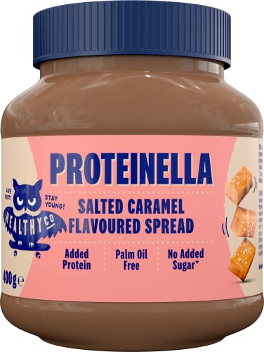 HealthyCo - Proteinella Crema Proteica Spalmabile al Caramello Salato 400g - Uno spuntino salutare senza zuccheri aggiunti, senza olio di palma e proteine aggiunte