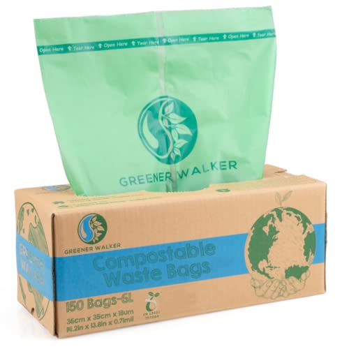 Greener Walker 100% compostabile biodegradabile 6L sacchi per Rifiuti Alimentari da Cucina-150 Sacchetti