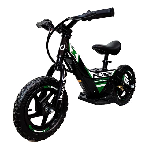 Biwond Bicicletta elettrica infantile flash (motore 100 W, 6 Km/H, batteria al litio, 300 cicli di carica, 4 a 8 anni, sellino regolabile, peso massimo 40 kg) - blu