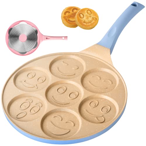 Erreke – Padella Pancake, Adatta per Tutti i Tipi di Cucina, Padelle Antiaderente, Design Divertente per Bambini, 26 cm, Padelle Induzione Colore Blu