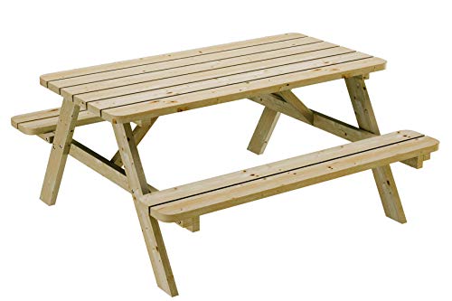 Platan Rom, tavolo da picnic in legno, 170 cm, panca in legno di pino massiccio, 35 mm, robusta e robusta