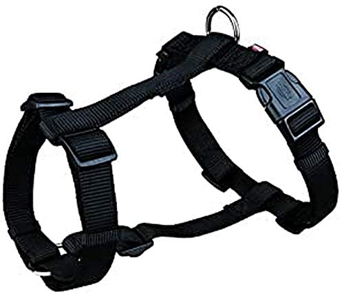Trixie Premium H-Harness Cinturino completamente regolabile per cani, Nylon, Nero, M-L:52-75 cm/20 mm