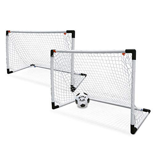 Mondo Toys - Goal Post Set 2 Mini - Set 1 / 2 Porta da Calcio per Bambini con Rete - Pallone Mini Ball INCLUSO - colore bianco / nero - 18014