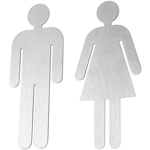 BAMODI Adesivi per Porta Bagno Adesivi WC Donna e Uomo – Targa WC – Etichette per Bagno – Etichette adesive per Toilette per Uomo e per Donna – Set Adesivo Bagno – 5 cm x 11 cm