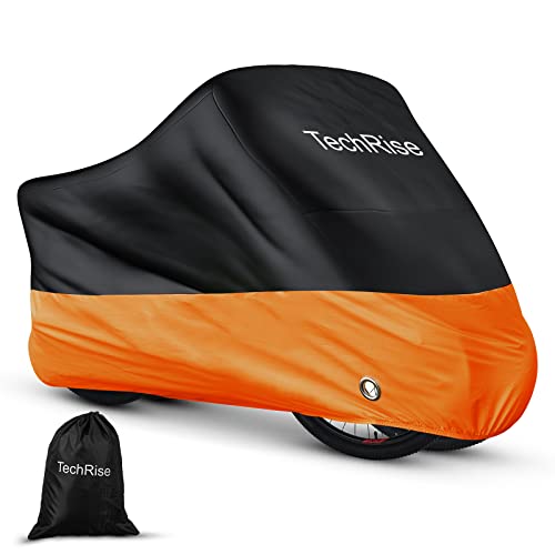 TechRise Telo Copribici per Camper 3 Bici, Copribicicletta Esterno Impermeabile 190T Nylon per anti vento polvere pioggia UV con Fori di Bloccaggio e Sacchetto di Stoccaggio, per Mountain Bike