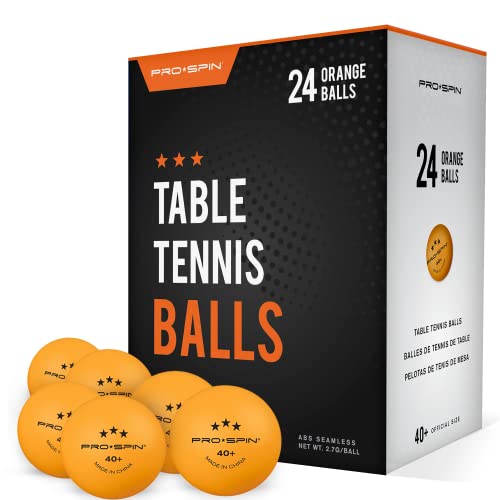 PRO-SPIN Palline Ping Pong – Arancioni 3-Stelle 40+ Palle da Ping Pong di Alta Qualità (Confezione da 24) – Palline da Ping Pong per Giochi e Competizioni, da Esterno o Interno