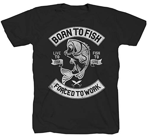pesce Pescatore passatempo canna da pesca Maglietta nero T-shirt Camicia L