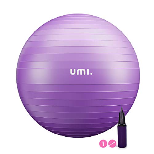 Amazon Brand - Umi - Palla Fitness con Pompa 65cm 75cm Anti-Scoppio Palla Svizzero Palla per Yoga Pilates Fisioterapia Esercizi Casa Palestra (55cm-Viola)
