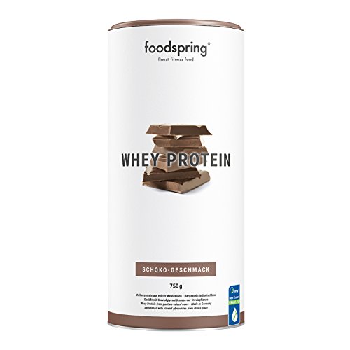 foodspring Proteine Whey in Polvere Cioccolato - Con 24g di Proteine per la Massa Muscolare, Ottima Solubilità, da Latte Bio, Ricco di BCAA ed EAA - 750g