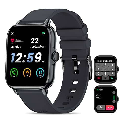 NAIXUES 2022 Smartwatch Uomo Risponde alle Chiamate in Vivavoce, 1,7' Full Touch con Cardiofrequenzimetro SpO2 Sonno Smart Watch Musicale, 28 Allenamenti Orologio Fitness Tracker per Android iOS Nero