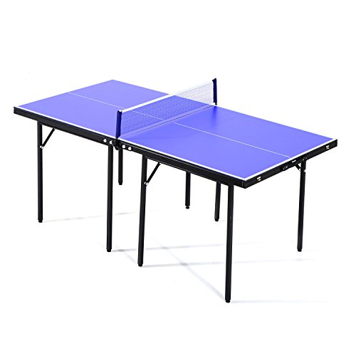 homcom Tavolino da Ping Pong Pieghevole in Legno MDF 153 x 76.5 x 67cm Blu e Nero