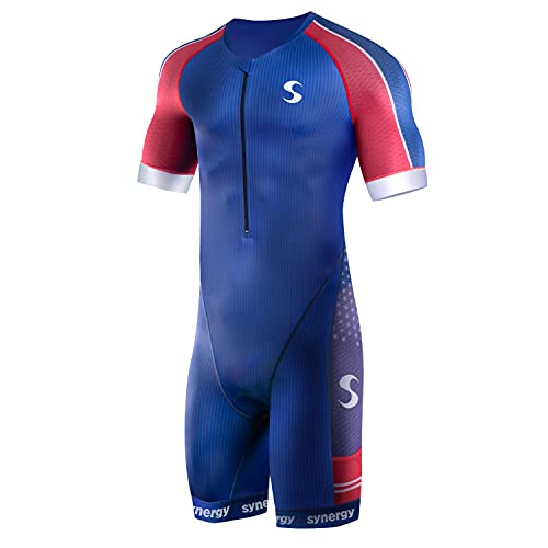Synergy Triathlon Tri Suit - Men's Elite Short Sleeve Trisuit Cycling Skinsuit (USA, XX-Large)