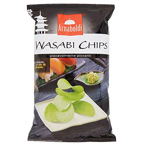 Arnaboldi Wasabi Chips 100 g, Patatine Leggermente Piccanti per Aperitivo, Cibo Giapponese - [1 Confezione da 100g]