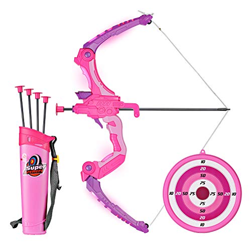 SainSmart Jr. Unisex - Adulto Arrow and Bow Children's Set Luminous Archery Toy, Rosa 5 Frecce