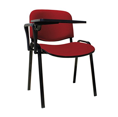 20 Sedie in tessuto con scrittoio ribaltina tavoletta per sala corsi convegni riunioni (rosso)
