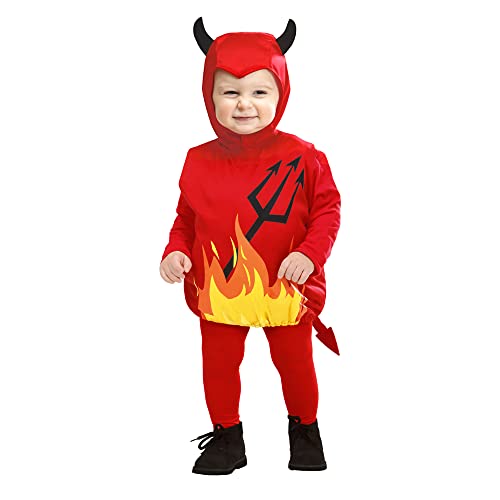 Widmann 1987T - Costume da diavoletto per bambini piccoli, con cappuccio integrato, 90-104 cm, per Halloween, carnevale e feste a tema